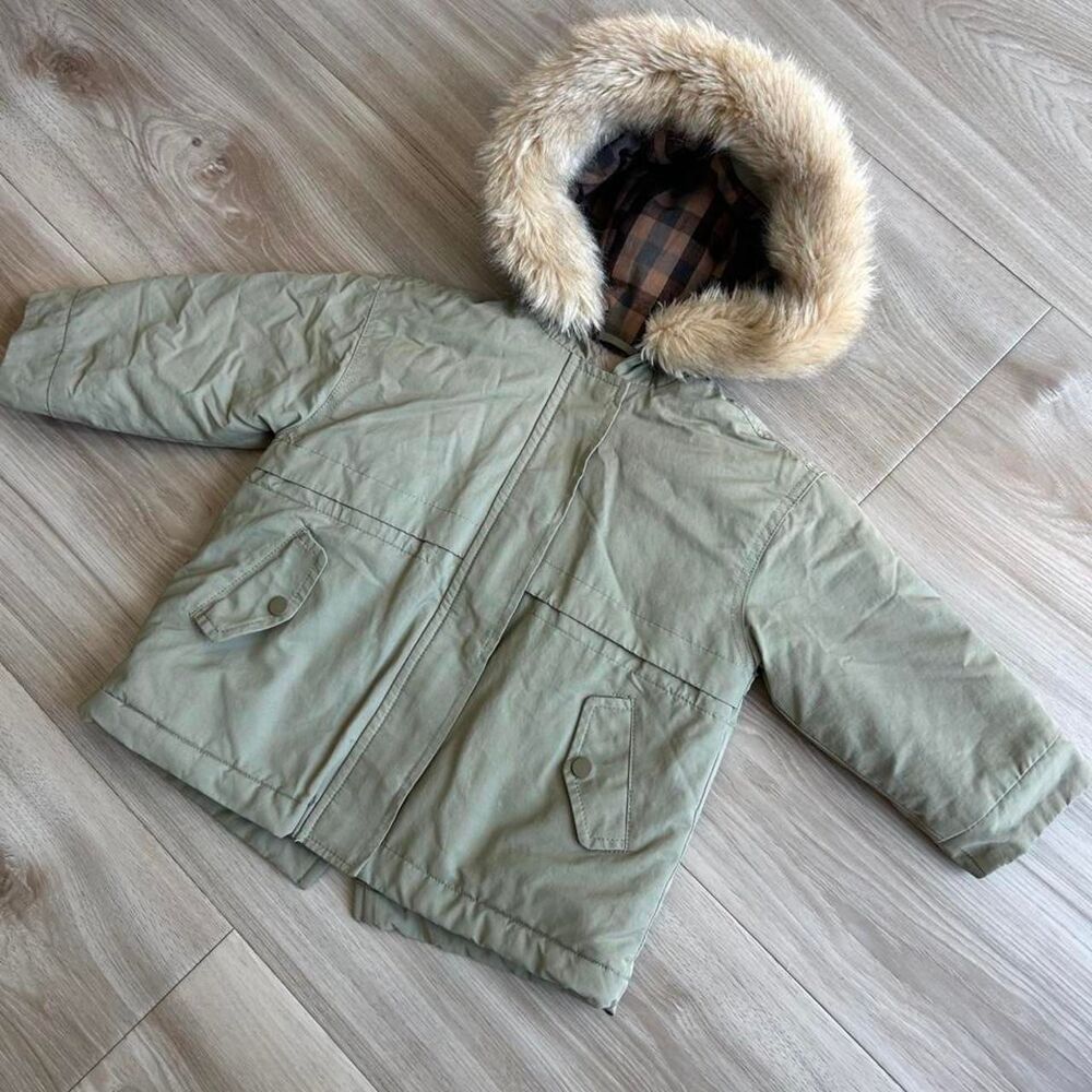 Zara Kids Toddler Winter Fall Green Khaki Jacket 12-18 months
